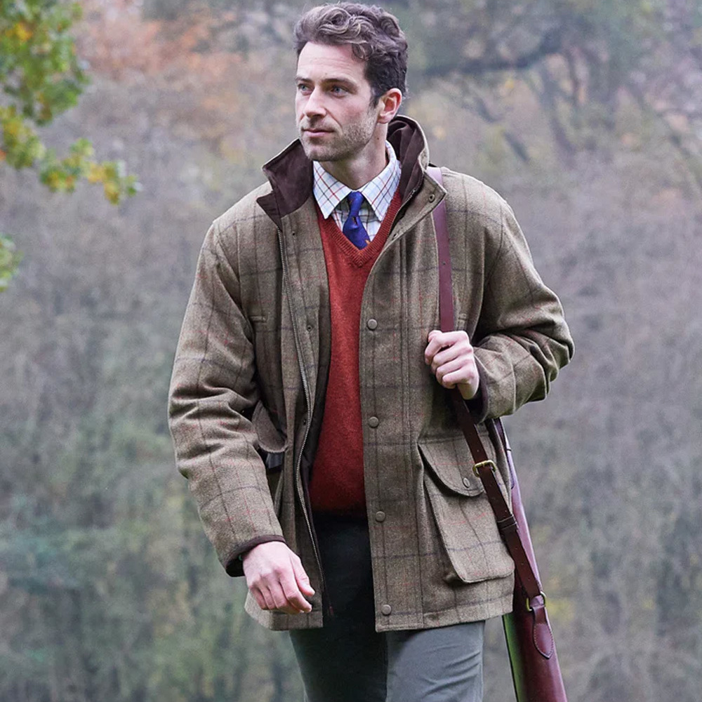 Alan Paine Mens Combrook Tweed Shooting Field Coat COMGFIE - Thyme